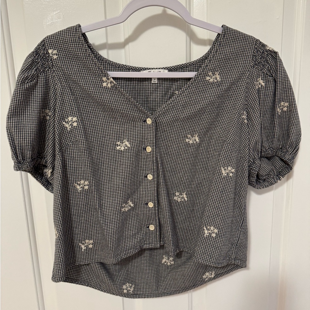 Madewell Black and White Blouse Top